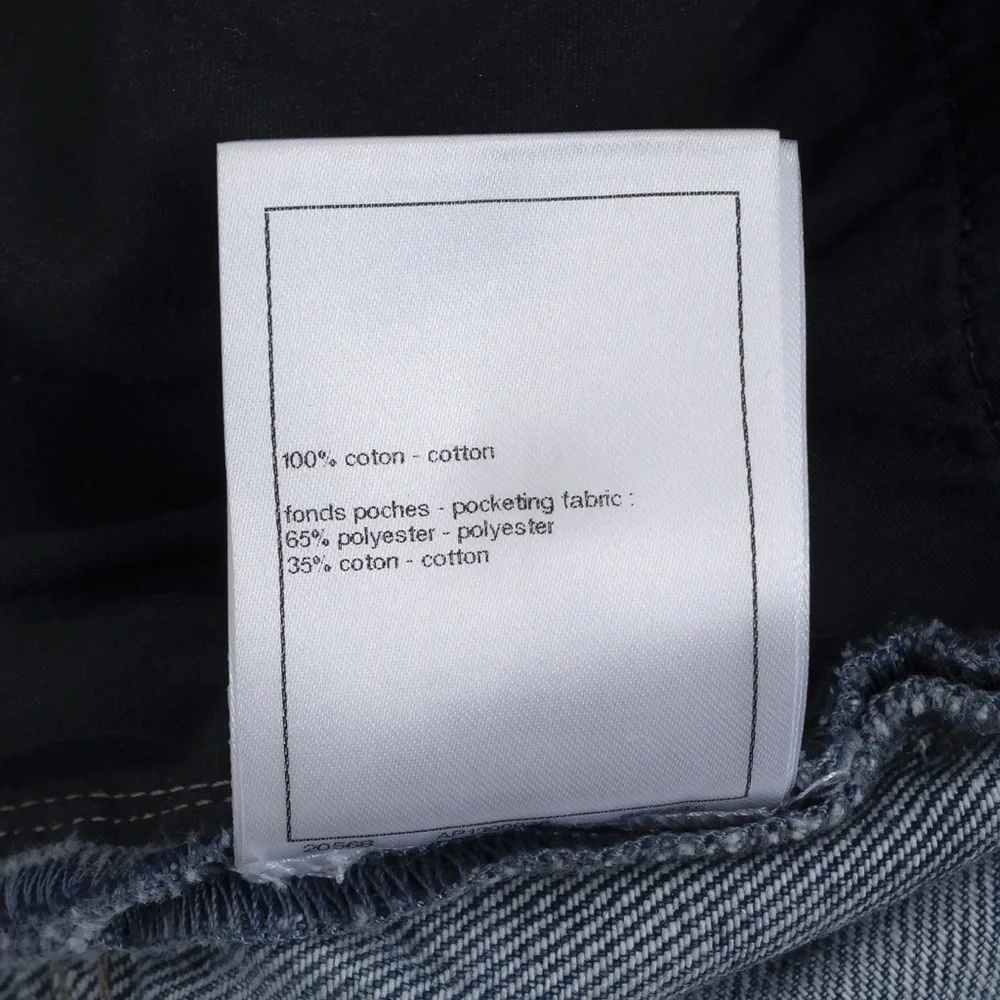 CHANEL 23N COCO NEIGE BLUE STRAIGHT JEANS WITH WHITE LEATHER CHAIN TRIMS SIZE 36 - Picture 13 of 16